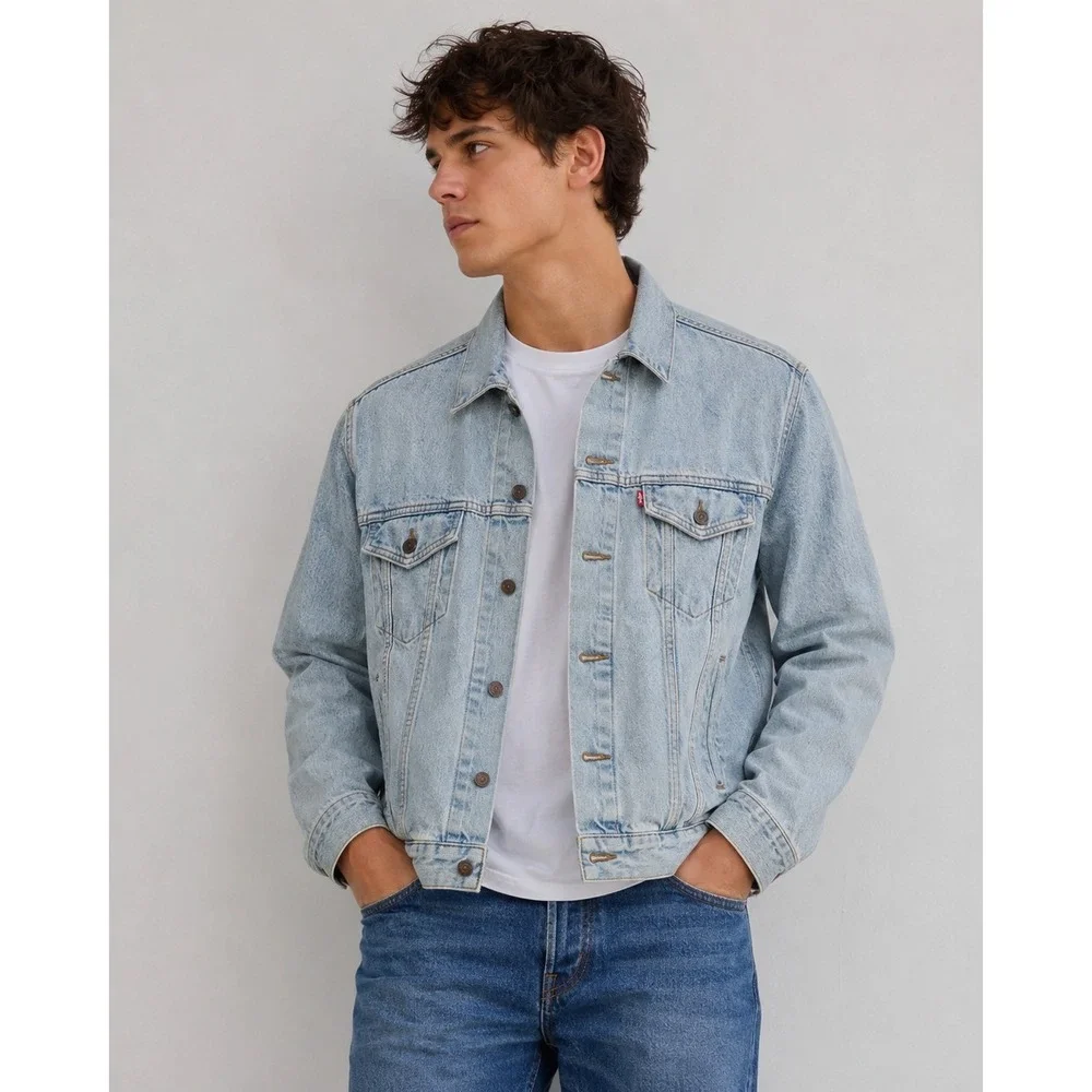 Levi's Men's Denim Trucker Jacket Light Wash Button Up Classic Jean Coat L